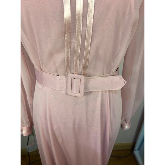 VTG Gown Sz 12 Runs small Mauve Pink Sheer Long Sleeves Union Md Elegant Cottage - Picture 12 of 12